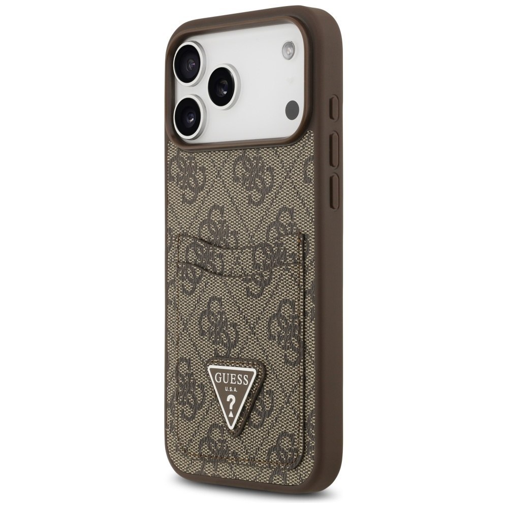 Etui Guess 4G Double Card Triangle do iPhone 17 Pro Max brązowy